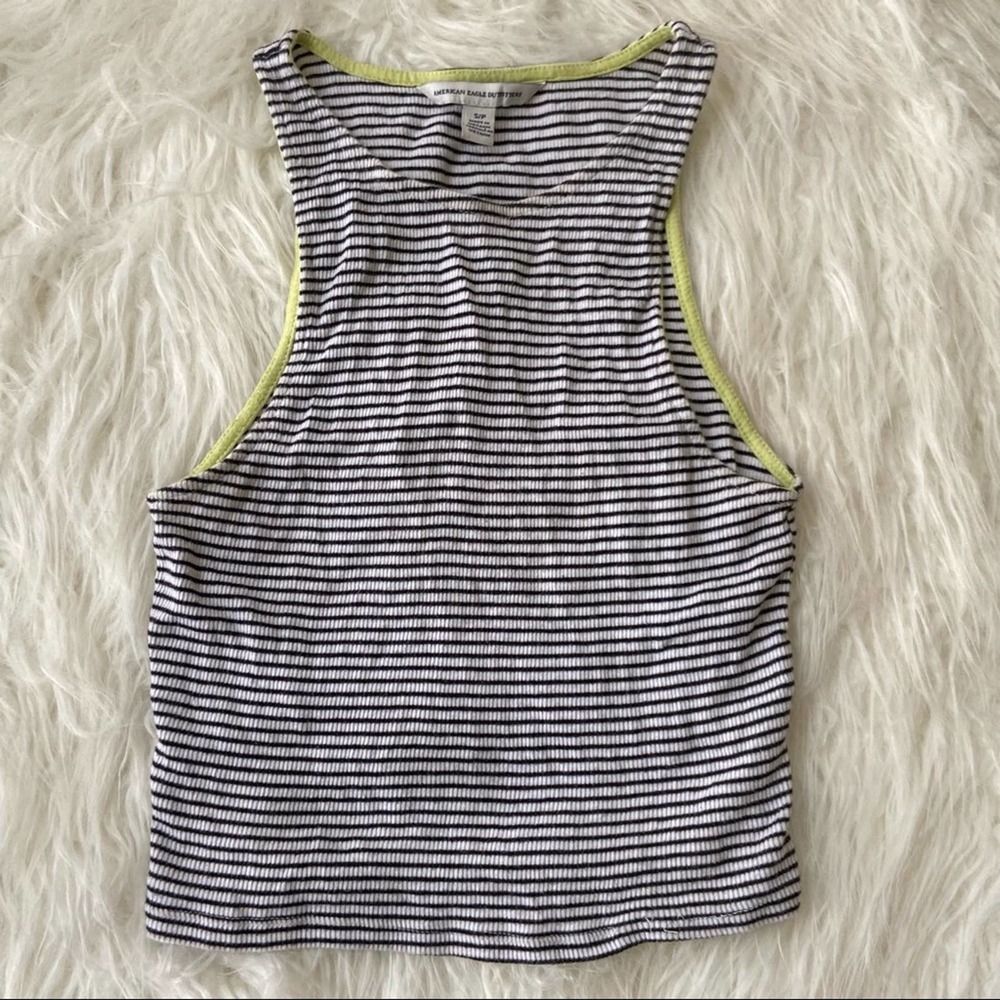 American Eagle Black & White Striped Crop Top
